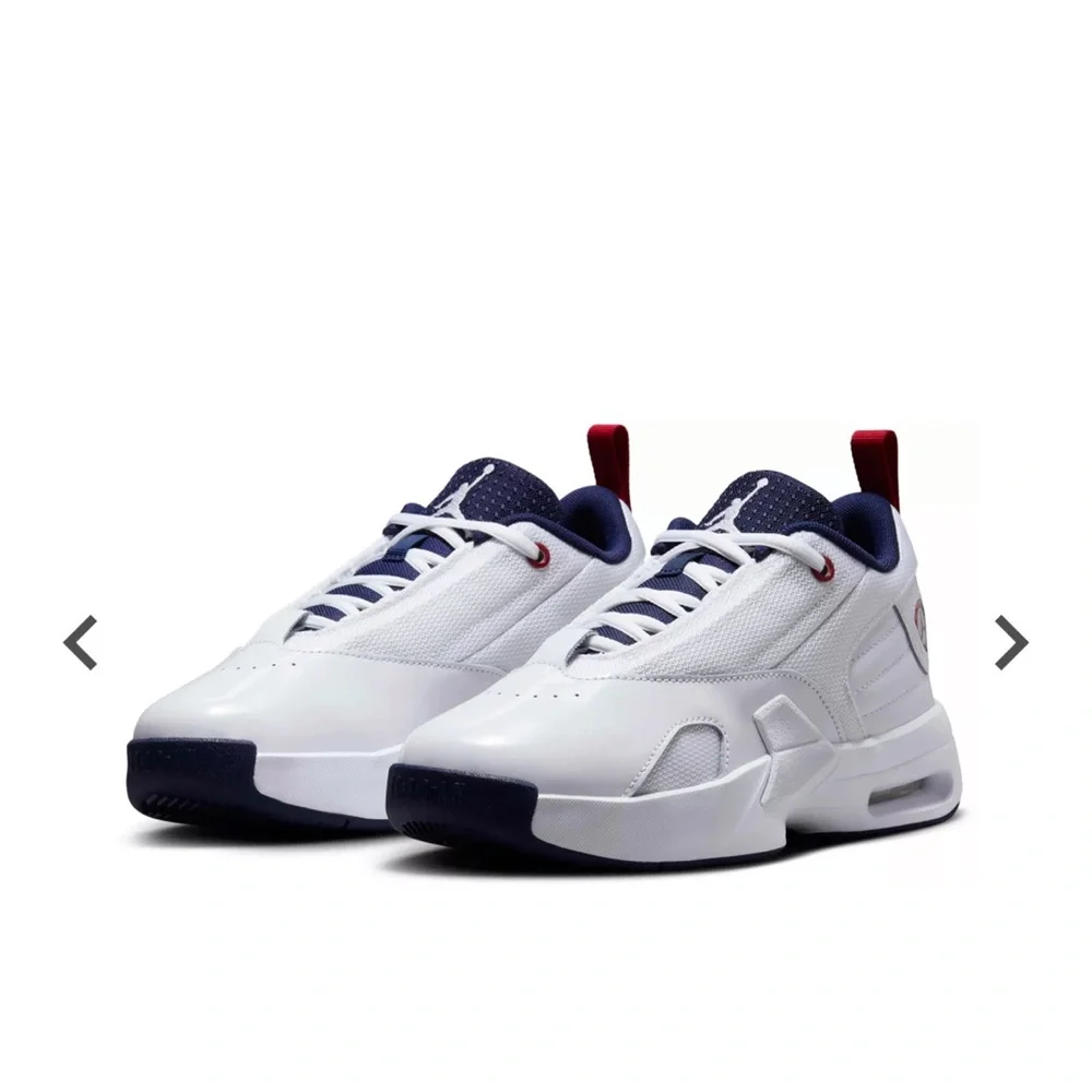 Jordan White and Blue Athletic Shoes with Modern Design